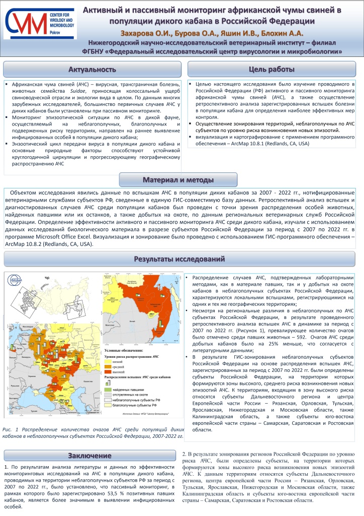 ПОСТЕР Активный и пассивный мониторинг африканской чумы свиней в популяции дикого кабана в Российской Федерации_page-0001.jpg